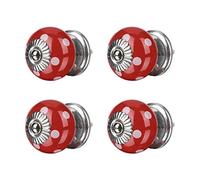 sourcing map 4pcs Bouton de Meuble Bouton Porte Bouton Tiroir Placard Armoire Poignée de Meuble Céramique rouge