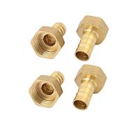 sourcing map 4pcs Raccord Cannelé 1/2PT Femelle Filetage Laiton Barbillon Coupleur Connecteur pour 12mm Interne Diamètre Tuyau