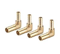 sourcing map 4Pcs Raccord Cannelé Laiton 90 Degré Coude 12mmx8mm | 13mm Hauteur x 40mm Longeur Tuyau Réducteur Barbelé Connecteur Embout de Tuyau Air Eau Carburant Gaz