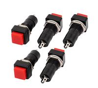 sourcing map 5 pcs carré Rouge Bouton-Poussoir momentané NO SPST AC 250V 3A
