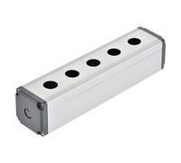 sourcing map 5 Trous 16mm Aluminium Interrupteur Bouton Poussoir Station Boîte avec a PG7 Presse-étoupe