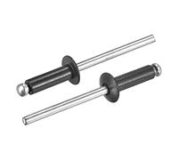 sourcing map 50 Pcs Rivets aveugles 4mm x 12mm Aluminium Rivet Noir | Ouvert Terminal Plat Rond Tête, pour Assemblage Métal Plaque