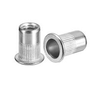 sourcing map 50pcs 5/16-18 Rivet Écrous 304 Inox Acier Fileté Insère Écrous | Moleté Plat Tête, pour Métal Plastique