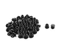 sourcing map 50pcs Bouchon Pied de Chasie Embout Capuchon Jambe Tube Insert Table Meuble Protection Ronde Plastique Plat Noir 14mm Dia