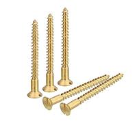 sourcing map 50pcs Laiton Bois Vis M4 x 40mm pour Travail Bois Meubles | Fente Entraînement Plat Tête Auto Taraudage Vis Tête Fraisée