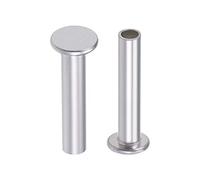 sourcing map 50Pcs M5x25mm Aluminium Tête plate Semi-tubulaire Rivets Argenté