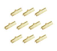sourcing map 50Pcs Ruban Pince Sertir Terminaux, 25mm Signet Pincement Cordon Terminal Agrafes pour Bricolage Artisanat Création, Doré