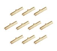 sourcing map 50Pcs Ruban Sertissage Pince Extrémités, 35mm Signet Pincer Cordon Extrémité Fermoirs pour Bricolage Artisanat Fabrication, Clair Dorée