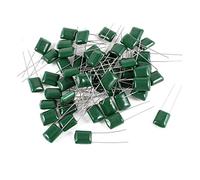sourcing map 50Pcs tige radiales Cap condensateurs film polyester 2A104J 100V 100nF 5%