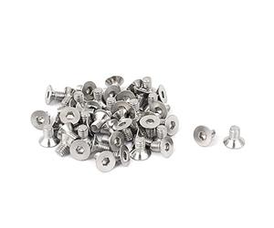 sourcing map 50pcs Vis à Tête Fraisée Plate à Six Pans Creux Vis à Douille Hexagonale Boulon M3x5mm Acier Inoxydable