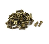 sourcing map 50pcs Vis Tête Fraisée Cruciforme Tête Plate Boulon M4 x 12mm laiton Vis GB819