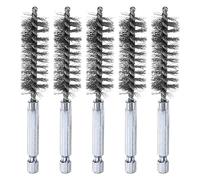 sourcing map 5pcs 304 Inox Acier Alésage Brosse 16mm Diamètre 4 " Long Nettoyage Tordu Fil Brosse avec Manche 1/ 4" Hex Tige pour Tubes, Ports, Roulements