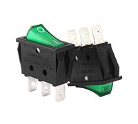 sourcing map 5Pcs AC 20A/125V 22A/250V On Off SPST Interrupteur 3 Broches 2 Position Vert LED lumiere 220V Interrupteur à Bascule Bateaus