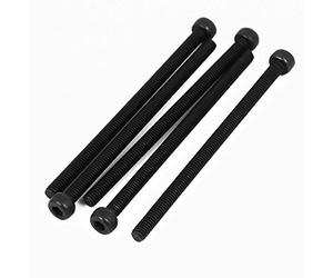 sourcing map 5pcs M4x70mm Vis à Six Pans Creux Tête Hexagonale Noir | Boulon Vis Moleté, Entièrement Fileté