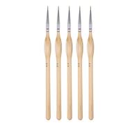 sourcing map 5pcs Pinceaux Détail Peinture Précision 8mm Pointu 182mm Longueur Nylon Cheveux Miniature pour Aquarelle Huile Acrylique(00#), Bois Couleur