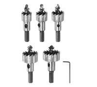 sourcing map 5pcs Scie Cloche Trépan HSS Trou Scie Trousses 16mm 18.5mm 20mm 25mm 30mm Haut Vitesse Acier Forets Trou Ouvreurs Coupeurs pour Inox Acier Aluminium Alliage Plastique