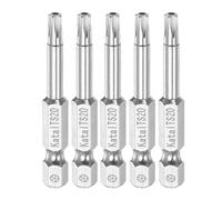 sourcing map 5pcs T20 Magnétique Sécurité Étoile 5 Pointe Torx Embout Tournevis 1/4" Hex Tige 2" Longueur