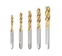 sourcing map 5pcs Tarauds Machine Filetage Métrique M3 M4 M5 M6 M8 Spirale Cannelure Revêtement Titane Haute Vitesse Acier Vis
