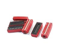 sourcing map 6 pcs Rouge Double rangée de 20 broches 10 positions 2.54 mm Pitch commutateurs Dip