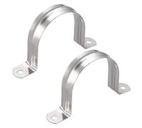 sourcing map 60mm Fixation Tuyau Clip Tube Attacher Collier de Serrage Pince Rigide Tube Sangle 2 Trous 304 Acier Inoxydable 2pcs