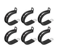sourcing map 6pcs (32mm) Collier de Serrage 304 Inox Acier Caoutchouc Amorti Isolé Attache Grillage Rigide Sangle Clip Fixation Tube Tuyau