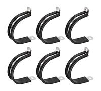 sourcing map 6pcs 40mm Collier de Serrage 304 Inox Acier Caoutchouc Amorti Isolé Attache Grillage Rigide Sangle Clip Fixation Tube Tuyau