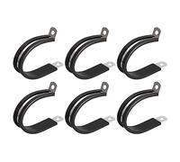 sourcing map 6pcs (42mm) Collier de Serrage 304 Inox Acier Caoutchouc Amorti Isolé Attache Grillage Rigide Sangle Clip Fixation Tube Tuyau