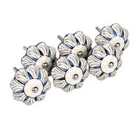 sourcing map 6pcs Bouton de Tiroir Placard Porte Armoire Poignée de Traction Bouton de Meuble Vintage Bleu et Blanc Floral Peint Céramique Potiron Crinum asiaticum