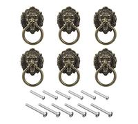 sourcing map 6Pcs Lion Tirette Tiroir 1.57"x1.97" Lion Tête Tirettes Bouton Anneau Tiroir Tirettes avec Vis pour Commode Armoire Cuisine Placard (Bronze)