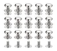 sourcing map 8mm Balle Tête Étalon Rivets Vis Dos, 15Paquet Rond Tête Bouton Mamelon Rivet pour Bricolage Cuir Artisanat Sac Main Ceinture, Argenté