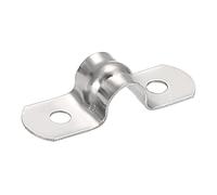 sourcing map 8mm Fixation Tuyau Clip Tube Attacher Collier de Serrage Pince Rigide Tuyau Sangle 2 Trous Tube Sangles 201 Acier Inoxydable 45Pcs
