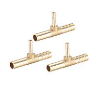 sourcing map 8mm x 4mm x 8mm Raccord Cannelé Tuyau Laiton Réducteur Barbelé Forme T 3 Voie Barbelé Connecteur Air Eau Carburant Gaz 3Pcs
