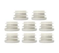sourcing map 8pcs Bouchon Pied de Chasie Embout Capuchon Jambe Tube Insert Table Meuble Protection Plastique Rond Nervuré Blanc Meuble Glisse Chaise Plancher Protecteur 19mm dia externe