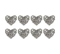 sourcing map 8pcs Coeur Forme Rotin Boule Vase Remplissage Naturel Rotin pour Saint Valentin Jour Décoration Mariage Maison Décoration Lumiere Gris 2 in