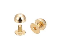 sourcing map 8x5mm Rivets Tête Rond Vis Dos Solide Cuir Goujons Doré 20 Ensembles