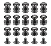 sourcing map 9mm Balle Tête Étalon Rivets Vis Dos, 15Paquet Rond Tête Bouton Mamelon Rivet pour Bricolage Cuir Artisanat Sac Main Ceinture, Métallique Noir