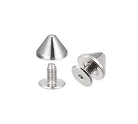 sourcing map 9x6mm Rivets Conique Vis Arrière, 50 Ensembles Solides Cuir Goujons pour Bricolage Argenté