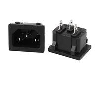 sourcing map AC 250V 10A IEC320 C14 Mâle 3P Prise Courant Entrée en Plastique Noir 2 Pcs