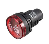 sourcing map AC/DC 24V Indicateur Lampe Buzzer Rouge Clignotement Alarme 28mm Panel LED Indicateur