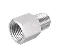 sourcing map Adaptateur de raccord de tuyau réducteur 1/4 PT Mâle à M14 x 1,5 Femelle Acier inoxydable pour jauge pression air huile eau