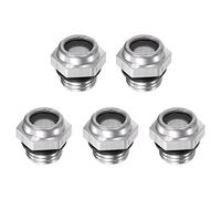 sourcing map Air Compresseur Huile Niveau Jauge Viseur Verre 1/4" Mâle Fileté Aluminium Liquide Indicateur Viseur Fenêtre 5Pcs