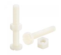 sourcing map Assortiment de 20 paires d'écrous de vis en nylon M8 x 50 mm et écrous hexagonaux M8 pour machines, électroniques, blanc