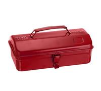 sourcing map Boîte à outils portable en acier de 29 cm, style toit en hanche avec fermeture à loquet en métal, pour maison, atelier, voiture, rouge