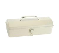 sourcing map Boîte à outils portable en acier de 36,1 cm, style toit en forme de hanche avec fermeture à loquet en métal, pour maison, atelier, voiture, blanc