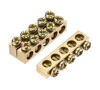 sourcing map Borne Terre Barre Vis Bloc Barrière Laiton 5 Positions 33,3mmx5,5mmx7,5mm pour Électrique Distribution 3 Pièces