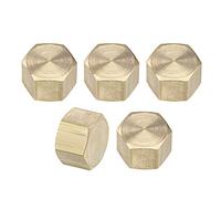 sourcing map Bouchon en Laiton 5 Pcs 1/4G Raccord de Tuyau Femelle Connecteur de Valve D'Arrêt à Compression Hexagonale