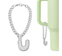 sourcing map Breloque en forme de lettre pour gobelet Stanley, breloque mignonne à bulle, accessoire avec strass pailletés