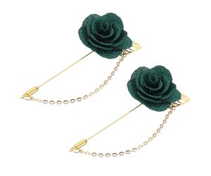 sourcing map Broche en forme de fleur avec feuille dorée en satin - Fait à la main - Pour collier de fête de mariage, 9.5cm x 4cm, Métal