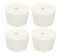 sourcing map Caoutchouc Conique Bouchon 51mm à 62mm avec 8mm Trou Essais Tubes Bondes Bouchon Blanc pour Labo Maison 4 Pièces