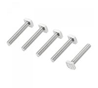 sourcing map Carré Tête Boulon, 5Pcs M8x45mm Entièrement Filetage 304 Inox Acier Grade C Carré Machine Vis